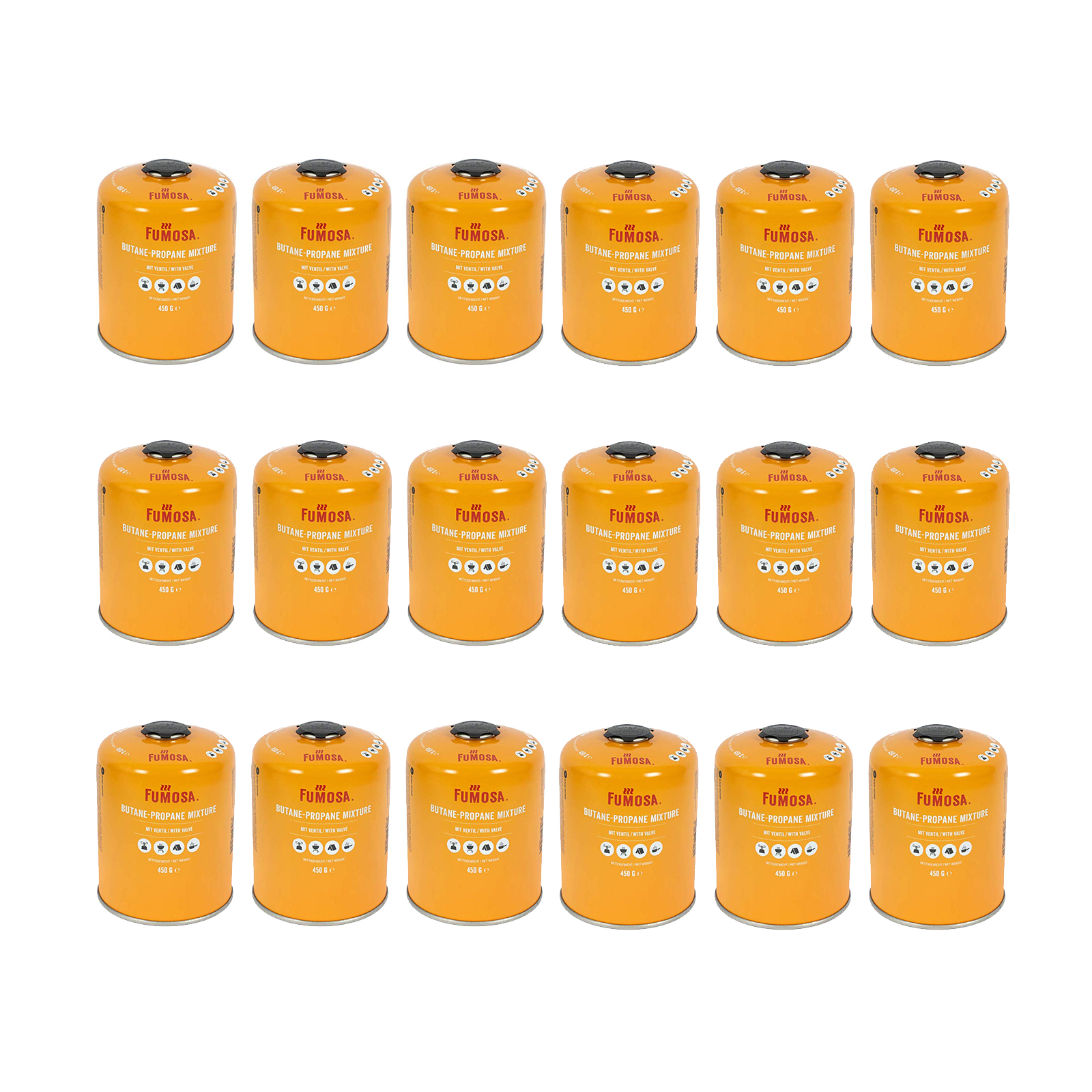 FUMOSA Großabnehmer Gaskartuschen-Set für Q100/1000-Serien, Performer & Go Anywhere, 450g