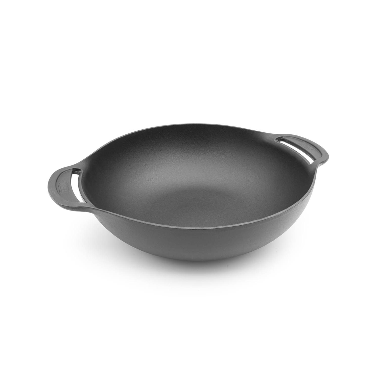 Wok aus porzellanemailliertem Gusseisen 