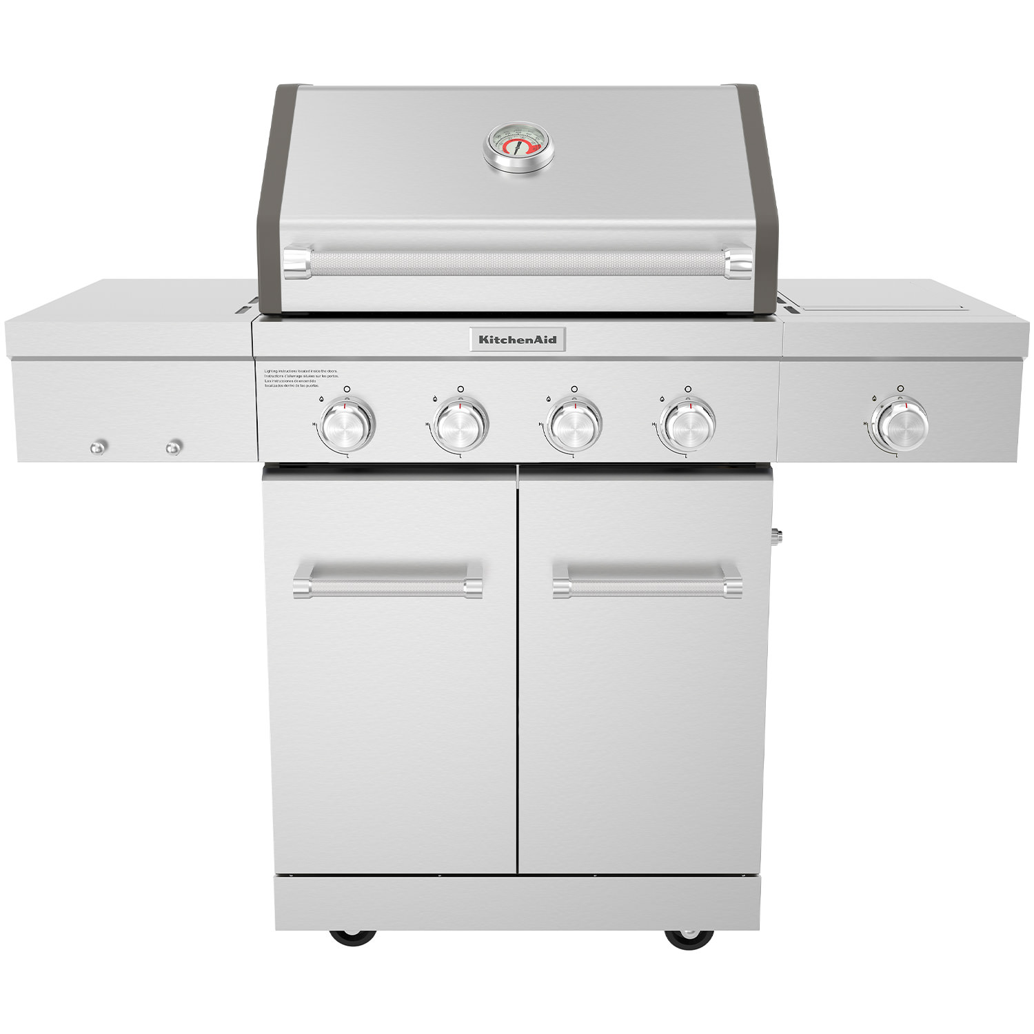 KitchenAid Edelstahl-Gasgrill mit Seitenbrenner (inkl. Abdeckhaube)