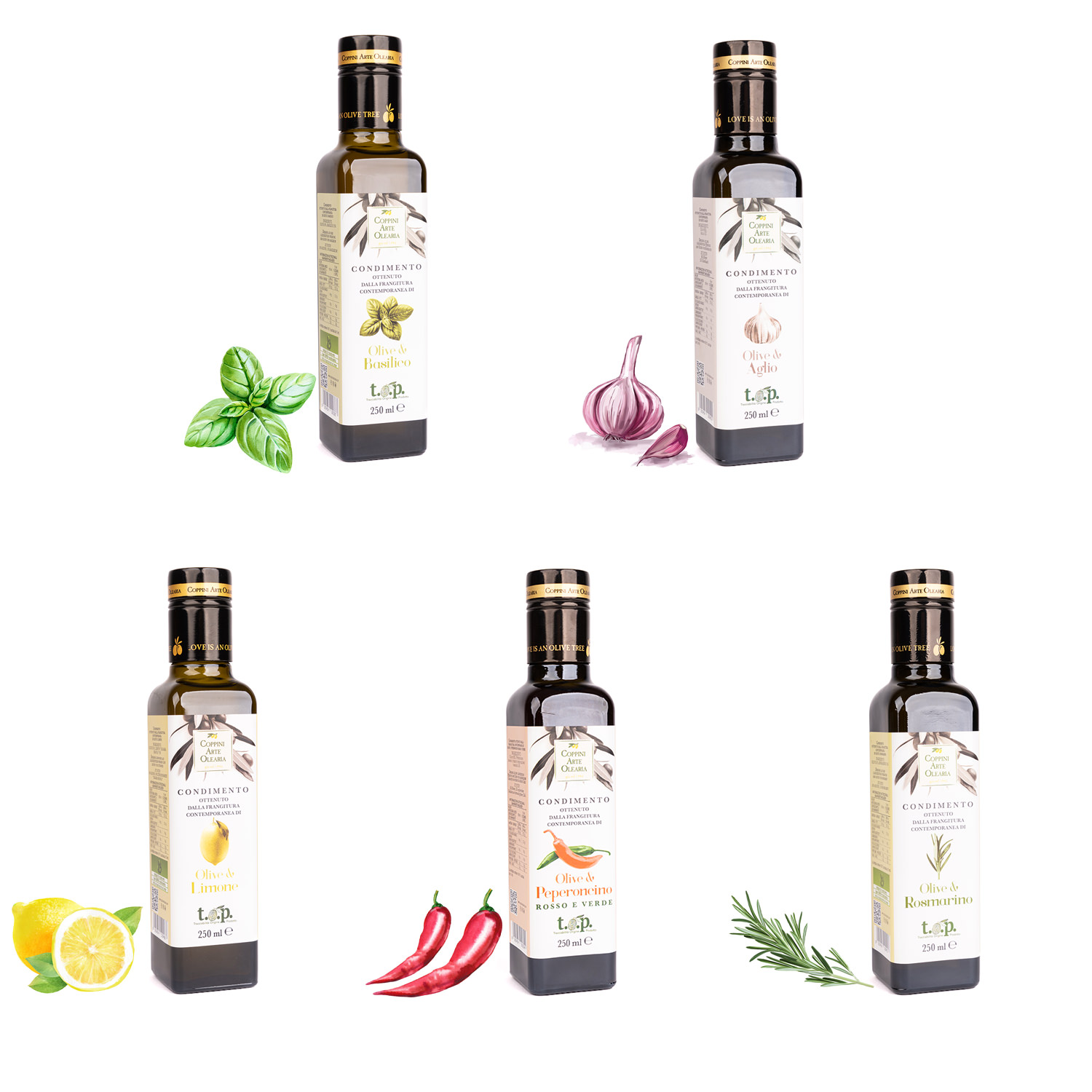 Coppini Arte Olearia »Condimento« aromatisiertes natives Olivenöl extra Set (5x 250 ml)